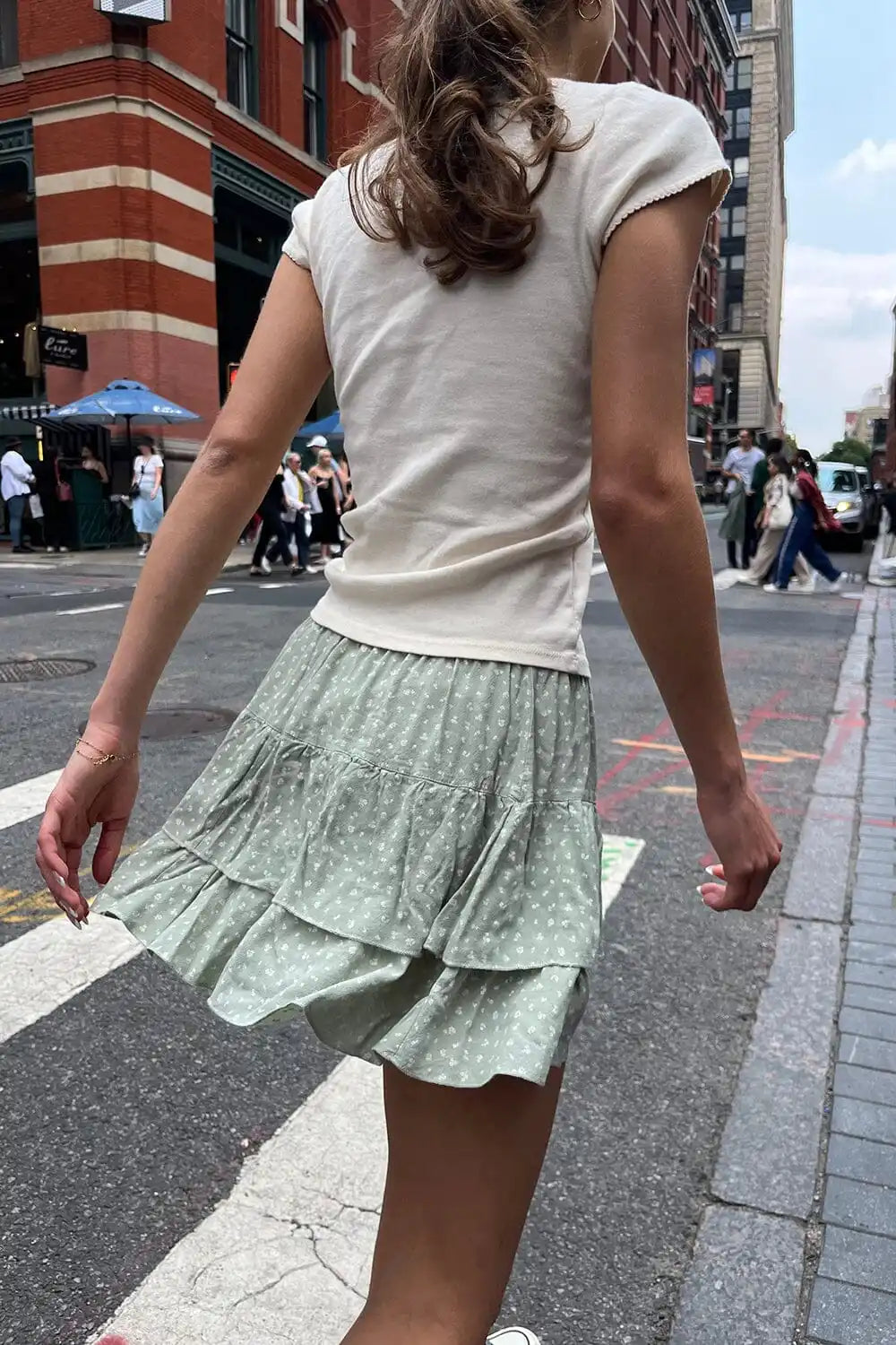 Koisoon Sweet Women Floral Ruffles Mini Skirt 2024 Summer Ladies Cute Elastic High Waist A-line Skirts Female Vintage Chiffon  Skirt