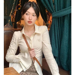 Koisoon Elegant Women Embroidered Shirts Korean All Match Streetwear Female Slim Blouse Spring Fashion Casual Bandage Shirt New