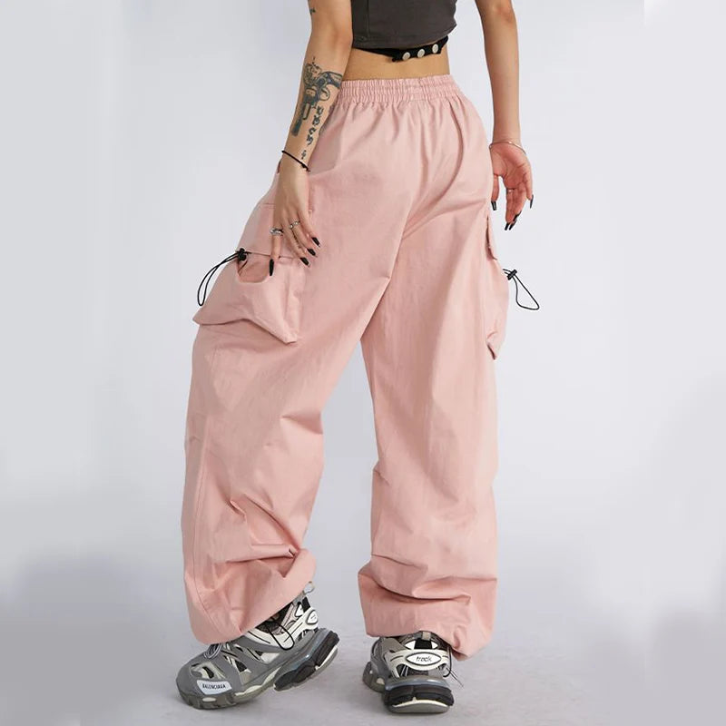 Koisoon Streetwear Women Cargo Pants Korean Fashion Oversized Pocket Loose Wide Leg Pants Summer Bf High Waist Female Trousers New