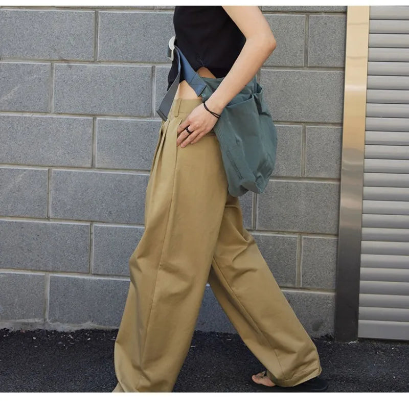 Koisoon Elegant Oversized Suit Pants Women Baggy Office Wide Leg Classical High Waist Trousers Harajuku Casual Basic Pantalones