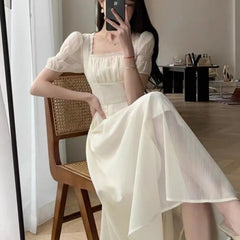 Koisoon Women's Vintage Party Dress Short Sleeve Elegant Chic A-Line Casual Prom Birthday Female Chic Korean Fashion New Spring Summer