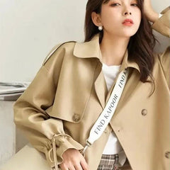 Koisoon Korean Women Suit Coats Casual Female Pleated Cropped Tops Y2K Fashion Designed Button Loose Long Sleeve Coats Autumn New