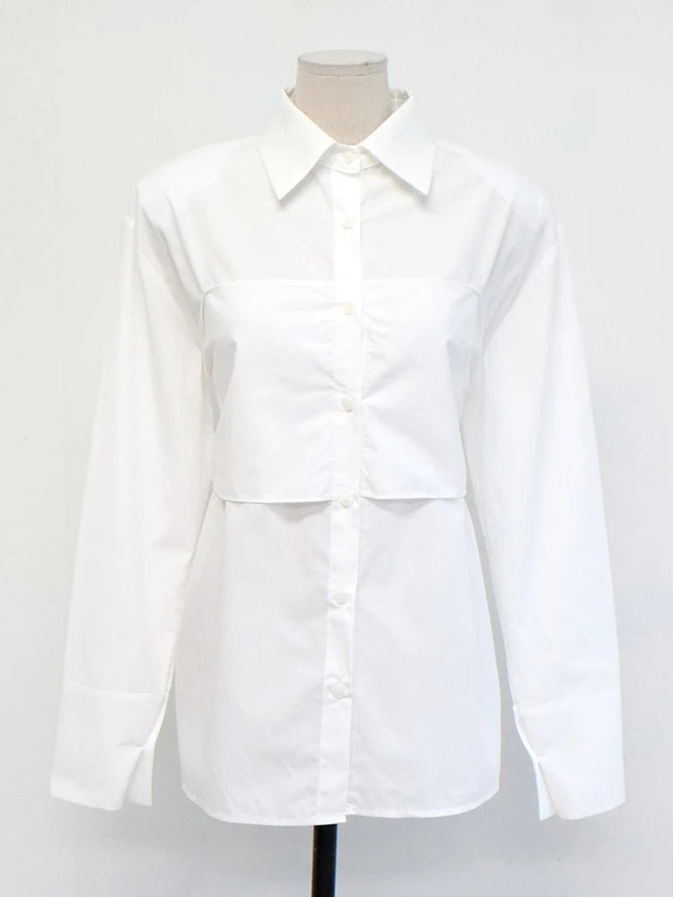 Koisoon Women Lapel White Bow Blouses Office Ladies Long Sleeve Single-breasted Loose Female Shirts Spring  Summer 2024