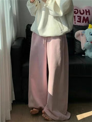 Koisoon Y2K Yellow Fleece-lined Sweatpants Women Korean Fashion Winter Pink Brushed Pants Oversized Harajuku Gray Jogger Trousers