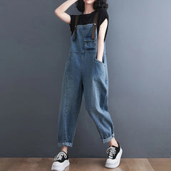 Koisoon Y2K Women Denim Overalls Korean Casual Multi Pocket Loose Jumpsuit Summer Fashion Jeans Female Streetwear Trousers New