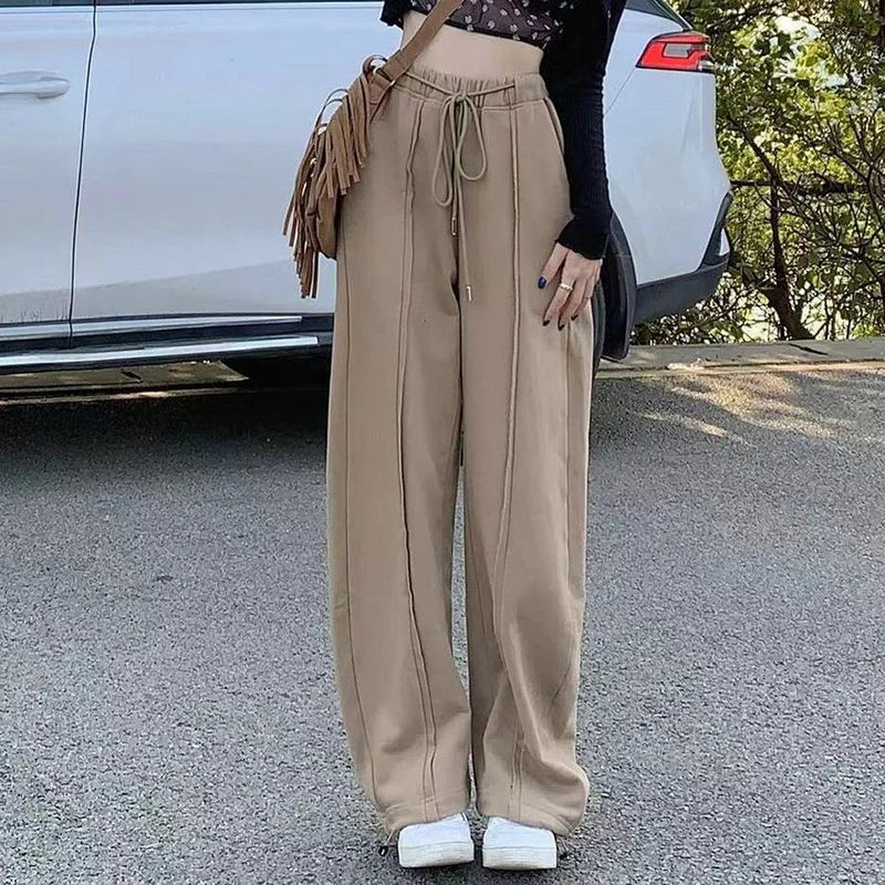 Koisoon Harajuku Women High Waist Sweatpants American Retro Loose Wide Leg Pants Hip Hop Female Streetwear Trousers Spring New