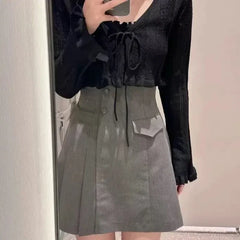 Koisoon Contrast Plaid Women 2024 Faldas High Waist Pleated Skirts Japan Shorts Skirt Autumn Sweet Ropa Mujer New A-line Falda