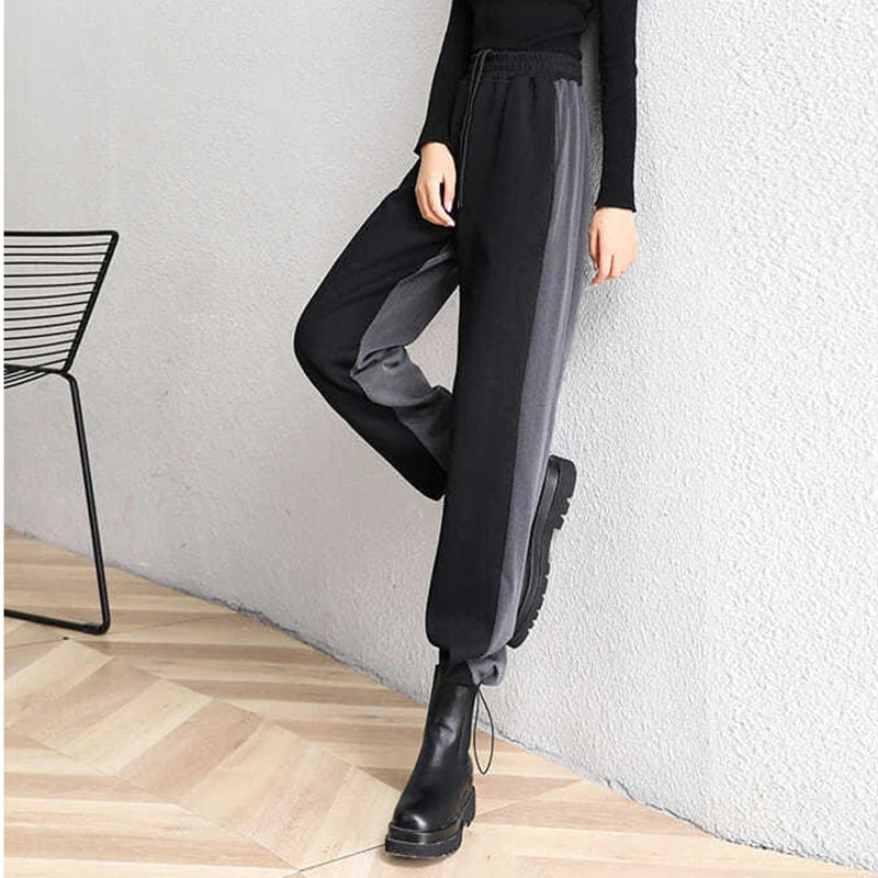 Koisoon Women Patchwork Sweatpants Korean Streetwear Loose Wide Leg Pants Summer Fashion High Waist Female All Match Straight Trousers