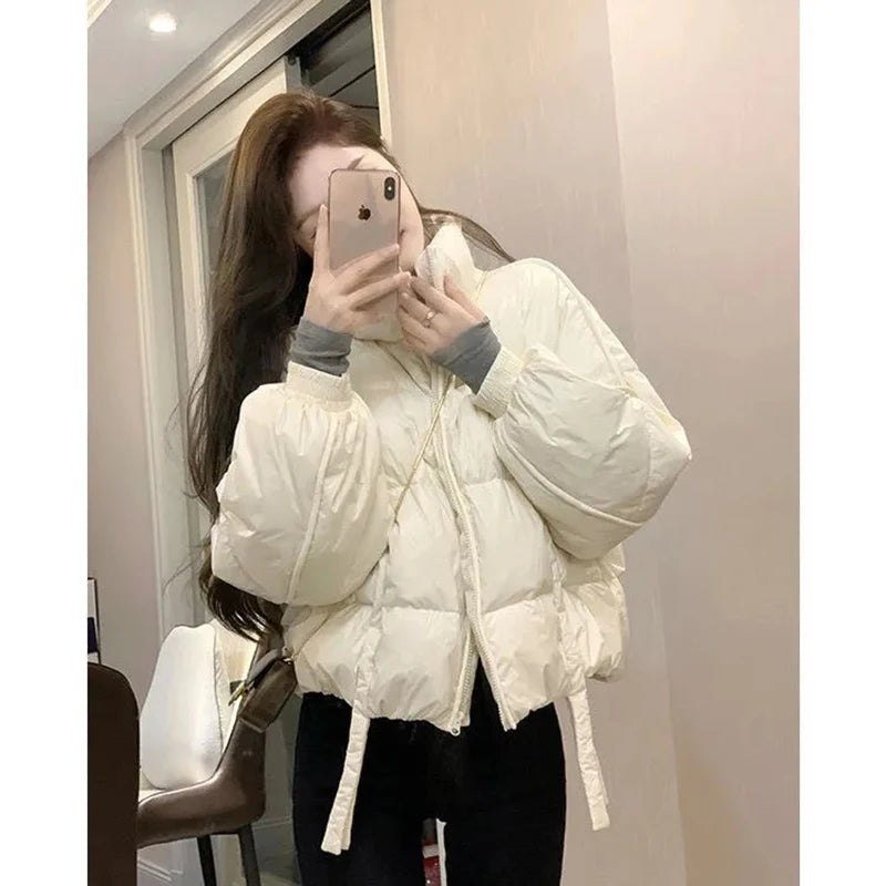 Koisoon Winter Women Cropped Parkas Casual Korean Streetwear Female Loose Puffer Coats Harajuku Designed Party Puffy Jacket New