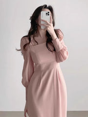 Koisoon Square Collar Vestidos Mujer Korean Chic Tunic Women Dresses Fishtail Dress Long Sleeve Vestido 2024 New Elegant Robes