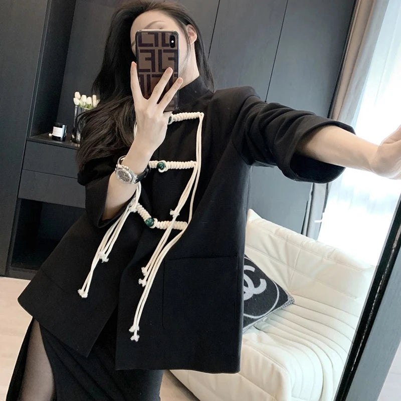 Koisoon Fashion Women Suits Coats Casual Streetwear Loose Chinese Tunic Outwear Harajuku All Match Female Designed Buttons Tops