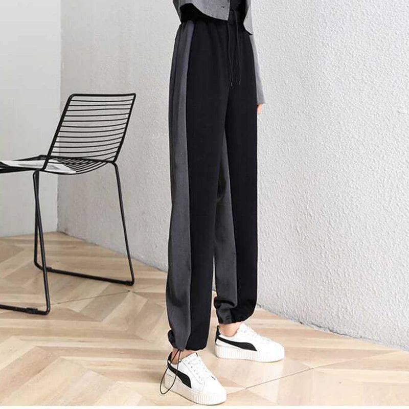 Koisoon Women Patchwork Sweatpants Korean Streetwear Loose Wide Leg Pants Summer Fashion High Waist Female All Match Straight Trousers