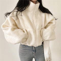 Koisoon Korean Fashion Lamb Wool Jackets Women Streetwear Thick Warm Parka Coats Winter Female Casual All Match Loose Outwear New