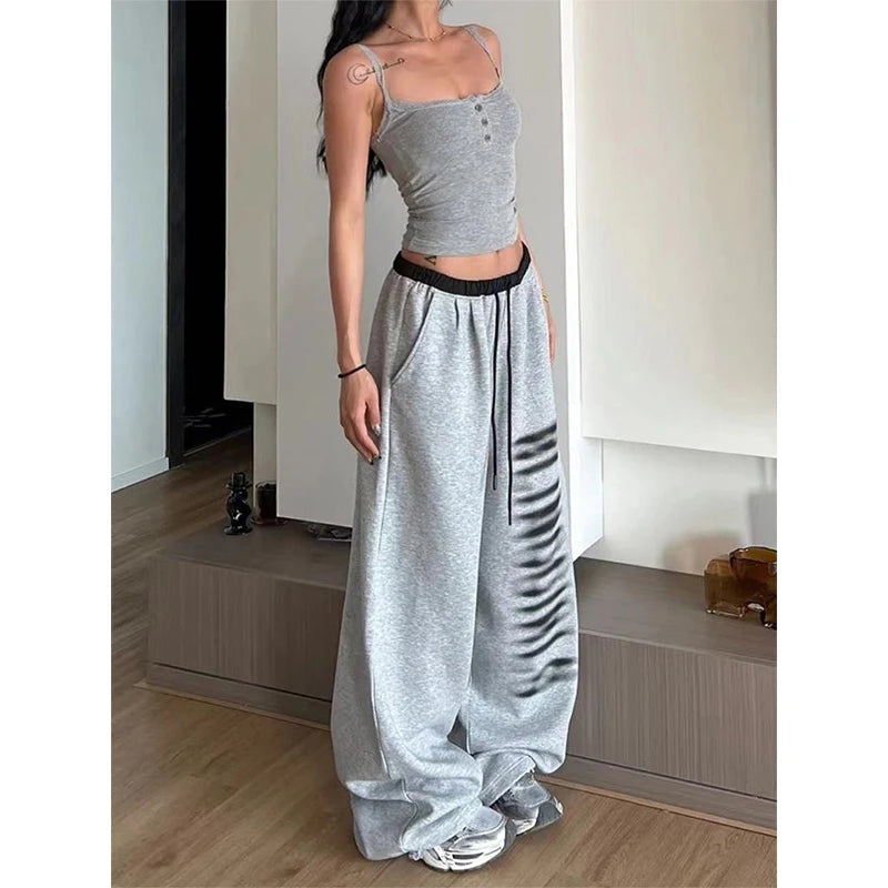 Koisoon Y2K Oversized Sweatpants Women Harajuku Print Patchwork Joggers Streetwear Wide Leg Pants Korean High Waist Baggy Trousers