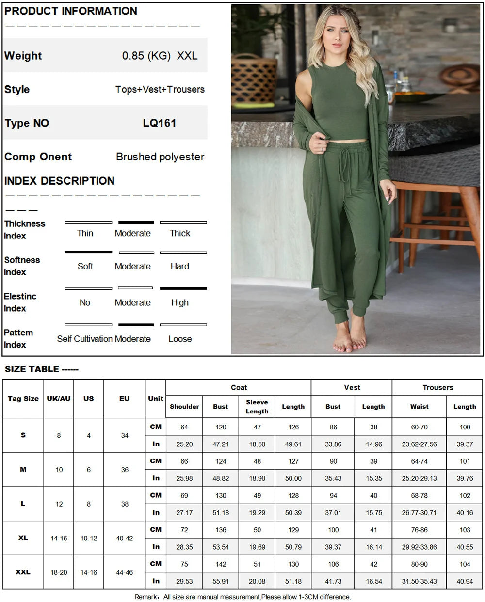 Koisoon 2024 Spring 3 Piece Outfits Women Vest Long Cardigan Pencil Pants Set Ladies Sportswear Trouser Suits Home Lounge Wear Sets