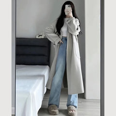 Koisoon Autumn Women Faux Woolen Coats Korean Fashion Streetwear Cardigan Jacket Casual Female Elegant Loose Blended Overcoat New