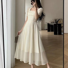 Koisoon Women's Vintage Party Dress Short Sleeve Elegant Chic A-Line Casual Prom Birthday Female Chic Korean Fashion New Spring Summer