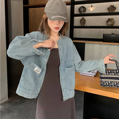 Koisoon Vintage Women Denim Jacket American Style Streetwear Loose Long Sleeve Coats Autumn Y2K Casual Female Pocket Outwear New