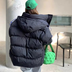 Koisoon Women Padded Warm Coats Winter Fashion Numbers Embroidery Cotton Padded Down Jacket Korean Casual Female Loose Outerwear