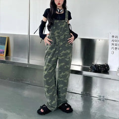 Koisoon Streetwear Fashion Women Camouflage Overalls Pants Harajuku Vintage New Spring Autumn High Waist Loose Cargo Casual Jumpsuits