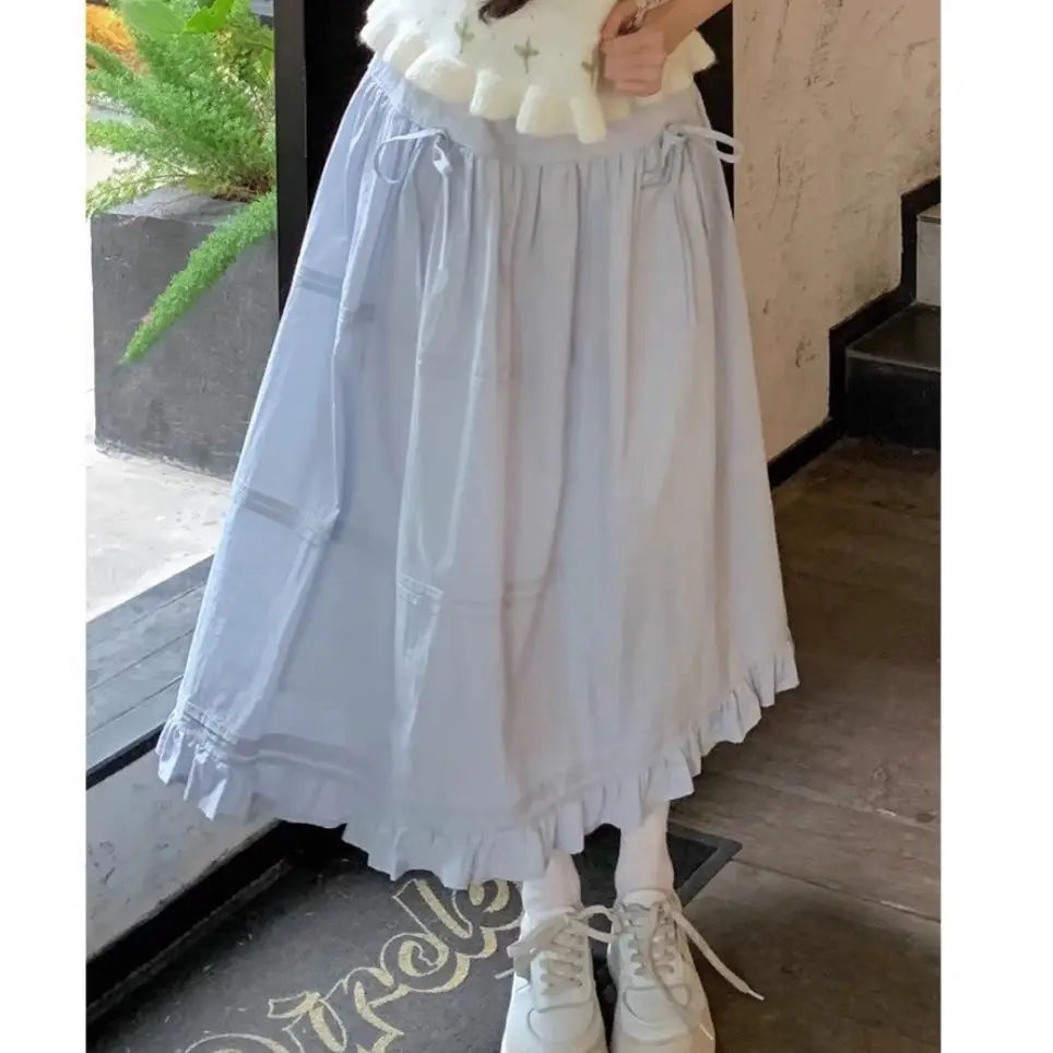 Koisoon Japanese Kawaii 3 Piece Skirt Sets Women Lolita Cute Crop Top Blouse + Midi Skirts Korean Fashion Suits Chic 2000s Vintage Chic