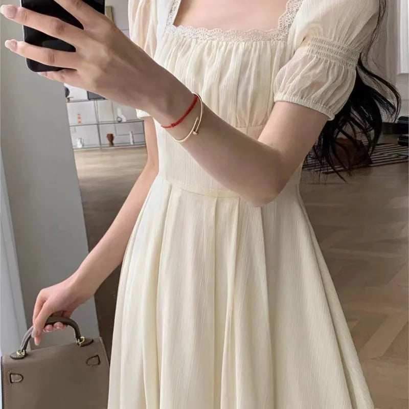 Koisoon Women's Vintage Party Dress Short Sleeve Elegant Chic A-Line Casual Prom Birthday Female Chic Korean Fashion New Spring Summer