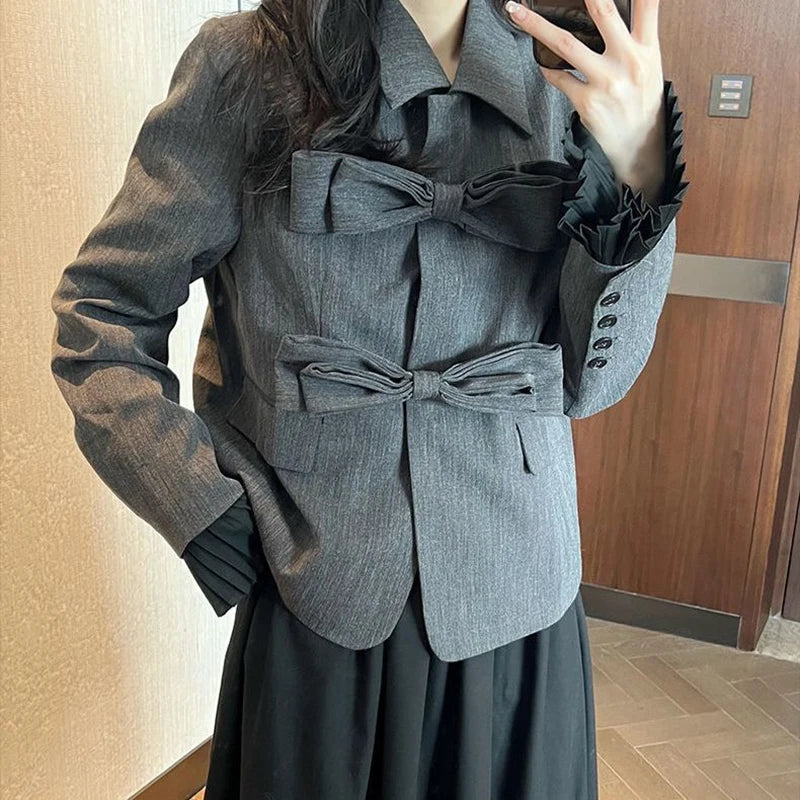 Koisoon Fashion Women Suits Coats Elegant Female Designed Bow Loose Outwear Casual All Match Korean Patchwork Tops Autumn New