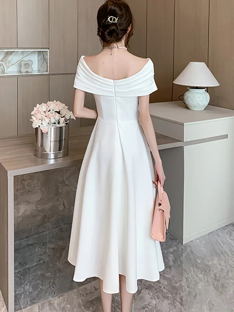 Koisoon White Dresses for Women Classy Summer Short Sleeve V-Neck Blackless Sexy Long Dress 2024 Red Bodycon Luxury Party Evening Dress