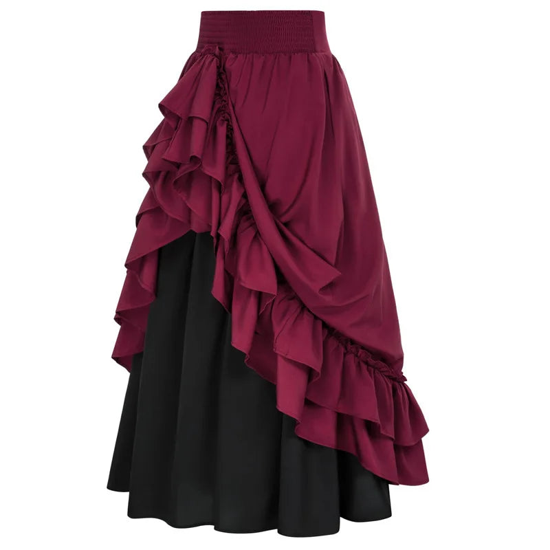 Koisoon Women Renaissance Skirt Vintage Medieval Ruffles Costume