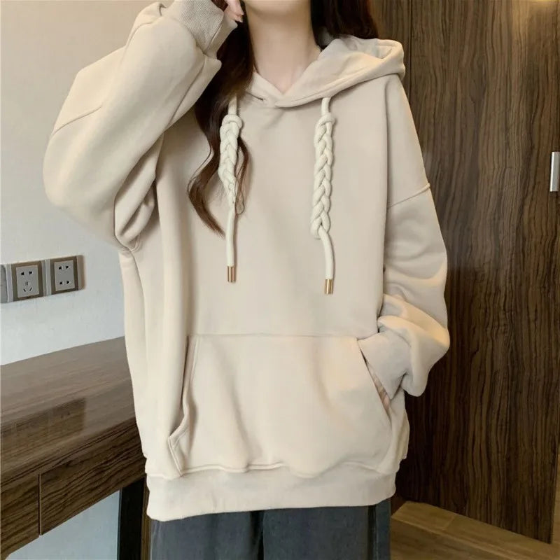 Koisoon Korean Style Hooded Sweatshirts Christmas Red Women's Hoodie Oversize Long Sleeve Pullovers Autumn Winter Warm Fashion New