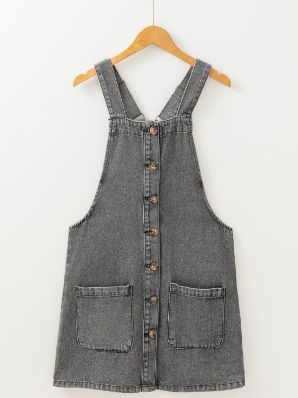 Koisoon Wide Strap Button Down Denim Overall Dress