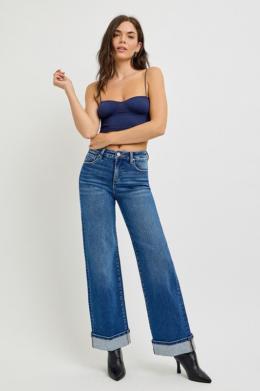 Koisoon Tummy Control High Rise Cuffed Jeans