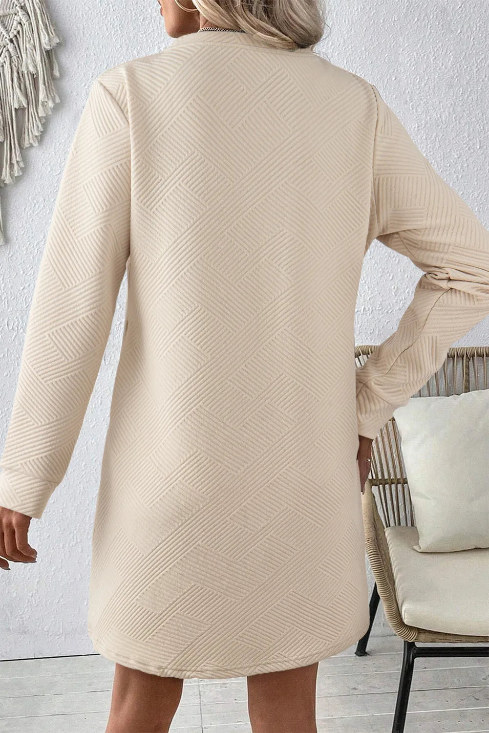 Koisoon Round Neck Long Sleeve Mini Dress