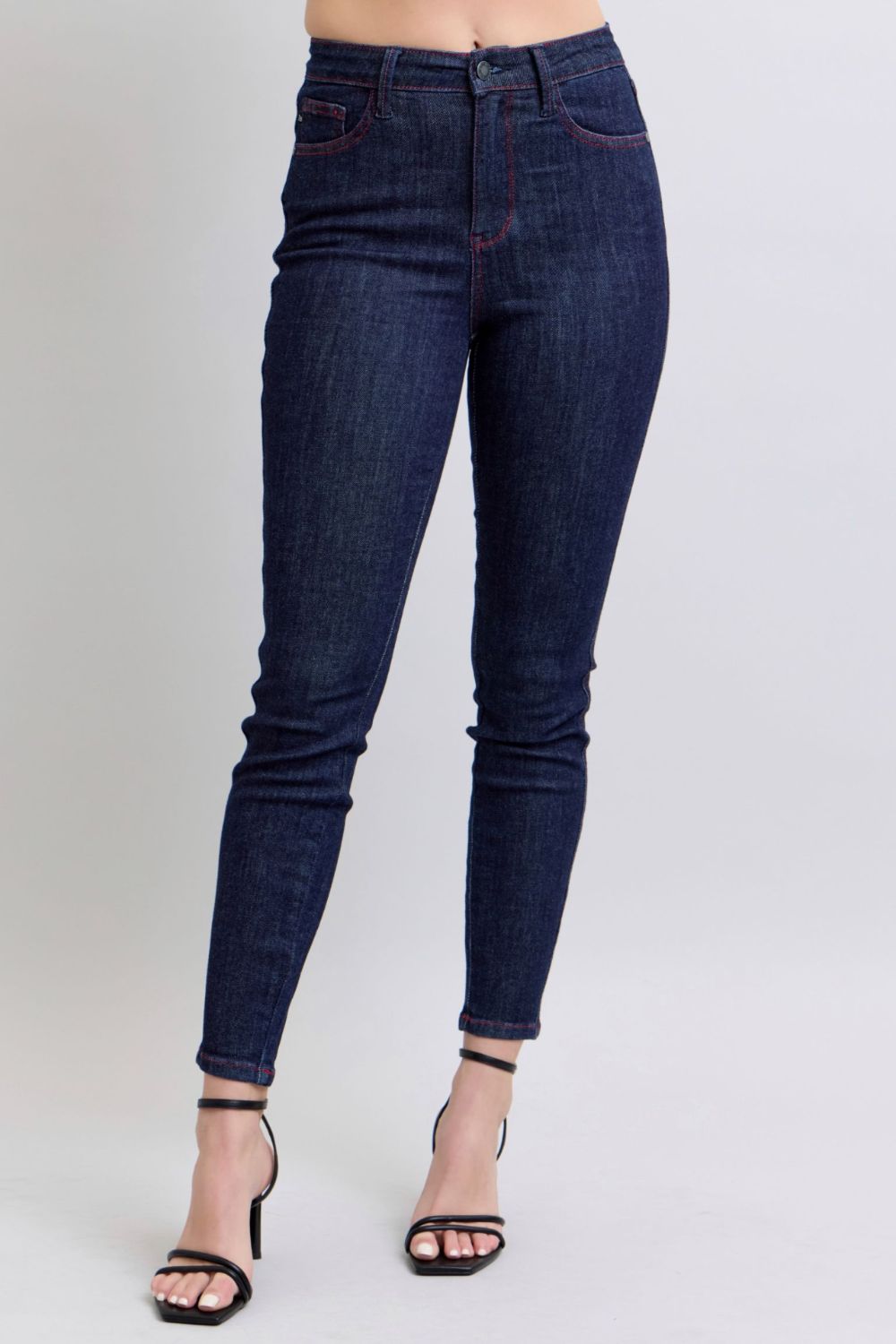 Koisoon Blue Full Size Heart Shaped Back Pockets Skinny Jeans