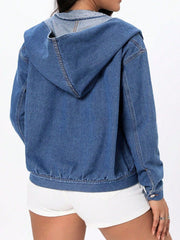 Koisoon Button Up Hooded Denim Top