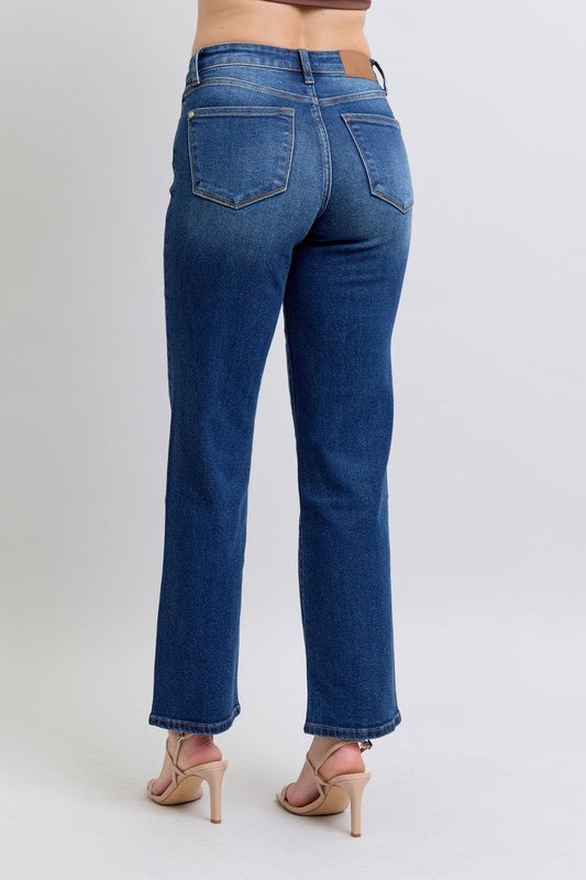 Koisoon Full Size Side Seam Detail Straight Jeans with Pockets