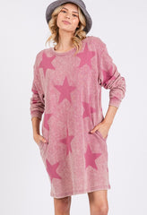 Koisoon Washed Star Print Round Neck Dress