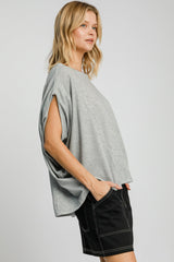 Koisoon Exposed Seam Round Neck Batwing Sleeve Knit Top