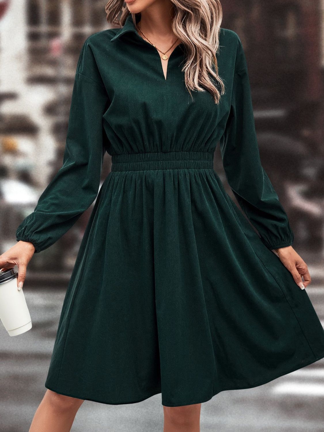 Koisoon Collar Long Sleeve Dress