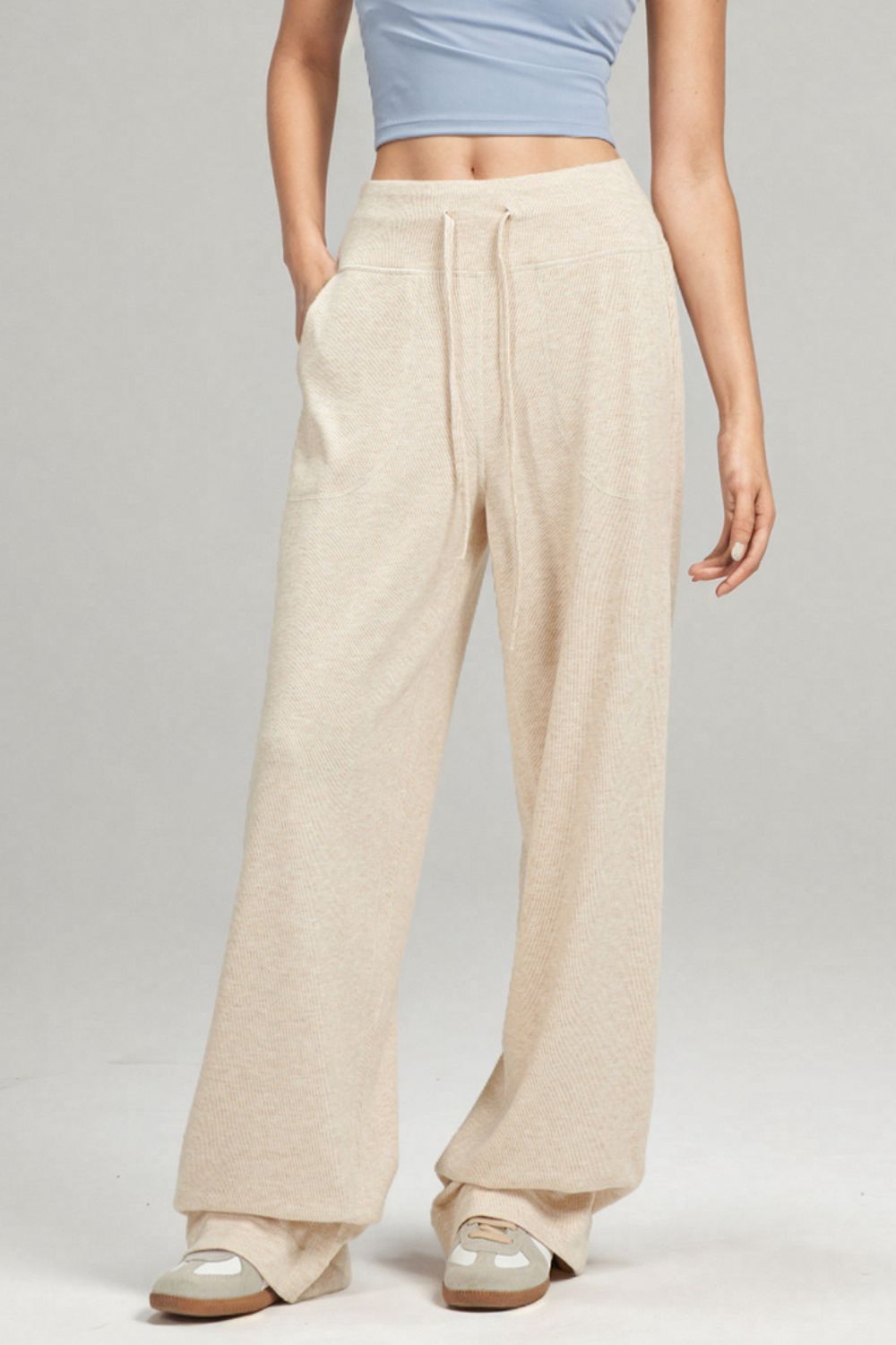 Koisoon Basic Bae Drawstring Wide Leg Pants with Pockets