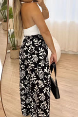 Koisoon Full Size Printed High Waist Wide Leg Pants