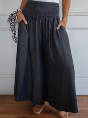 Koisoon Full Size Smocked Wide Leg Pants with Pockets