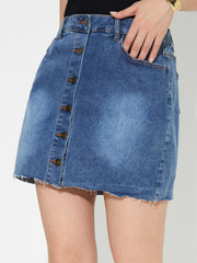 Koisoon Pocketed Button Up Denim Skirt