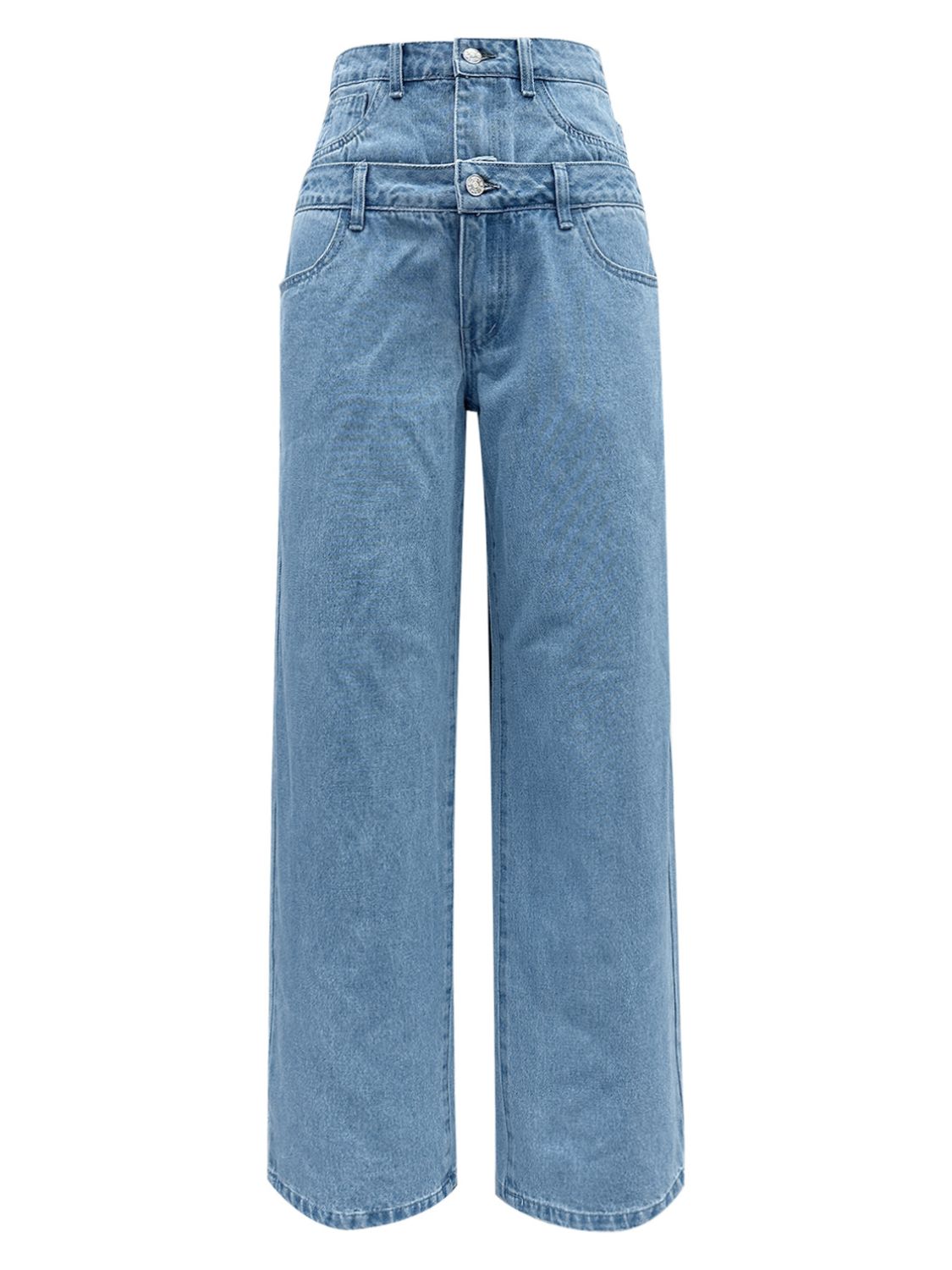 Koisoon Faux Layered High Waist Jeans