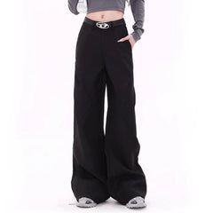 Koisoon Casual Friday Wide-Leg Black Pants