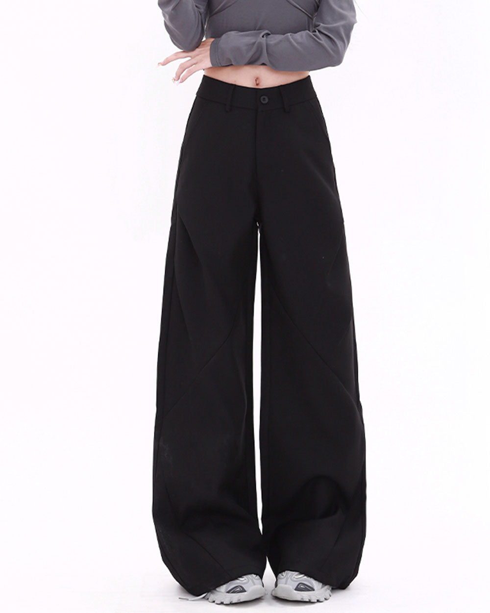 Koisoon Casual Friday Wide-Leg Black Pants