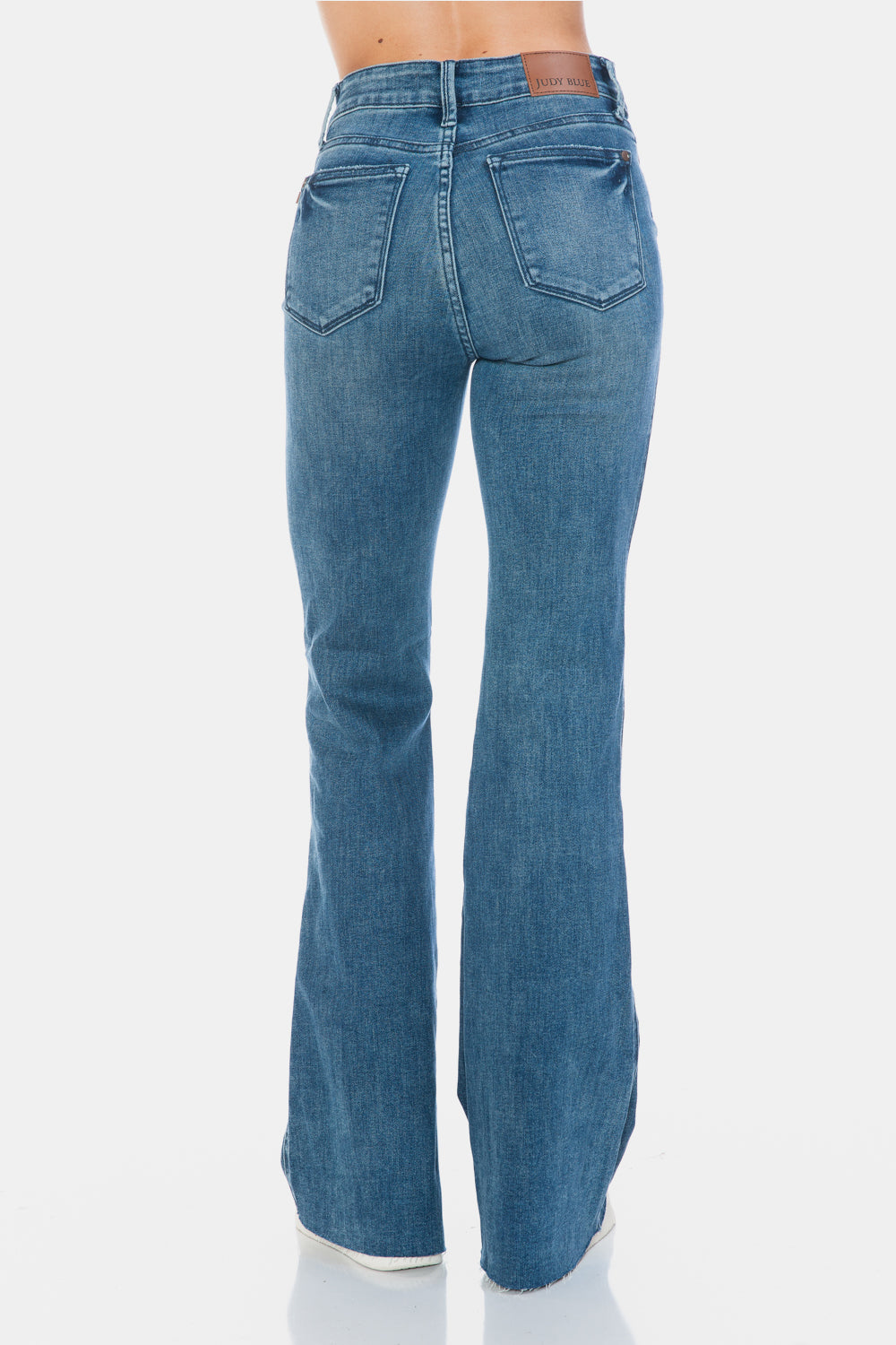 Koisoon Blue Full Size Tummy Control Cut Hem Flare Jeans