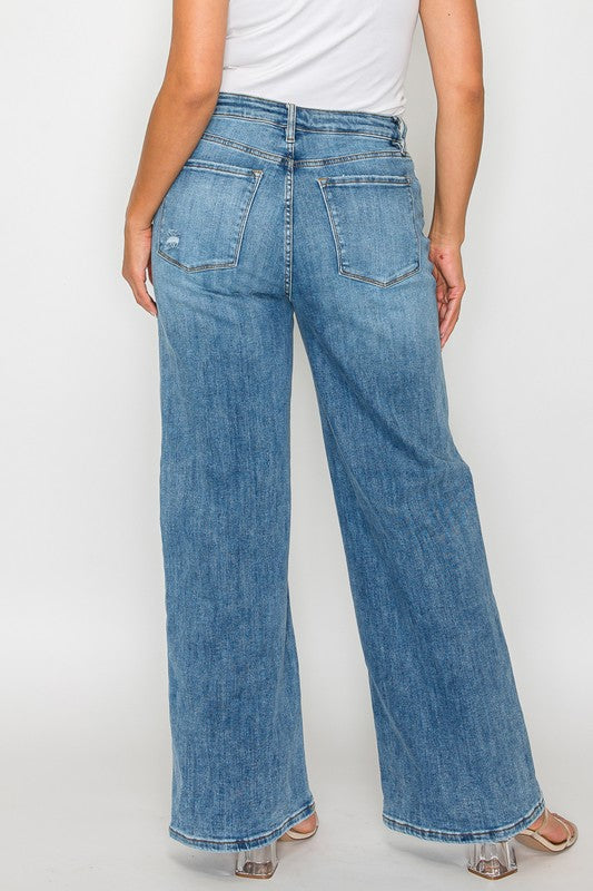 Koisoon Full Size High Rise Wide Leg Jeans with Pockets