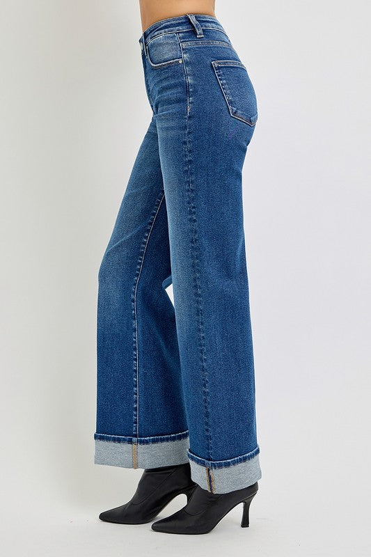 Koisoon Tummy Control High Rise Cuffed Jeans