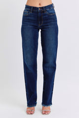 Koisoon Blue Full Size Raw Hem Straight Leg Jeans